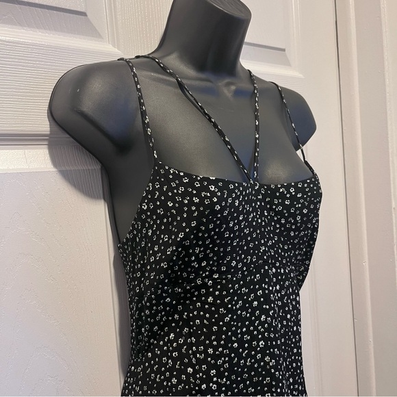 Zara Dress Floral Maxi Strappy details Black  Medium Women Sleeveless Summer - Picture 2 of 5